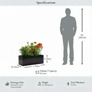 70cm Zinc Galvanised Polished Black Window Box Planter